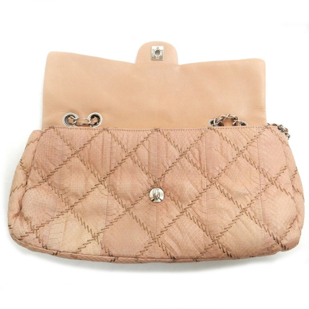 Chanel Stitched Beige Python Flap Bag - Picture 4 of 11